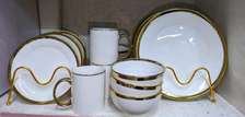 Quality ceramic dinner set with gold rim